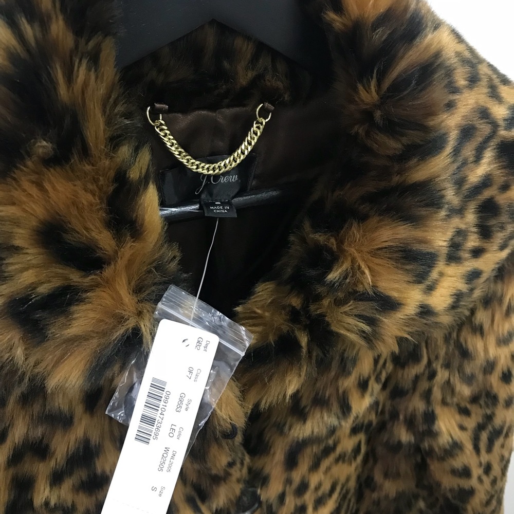 J. Crew faux fur leopard coat - Picture 4 of 8